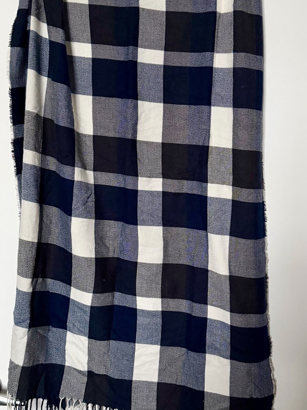 Classic Navy & White Checked Scarf Wrap